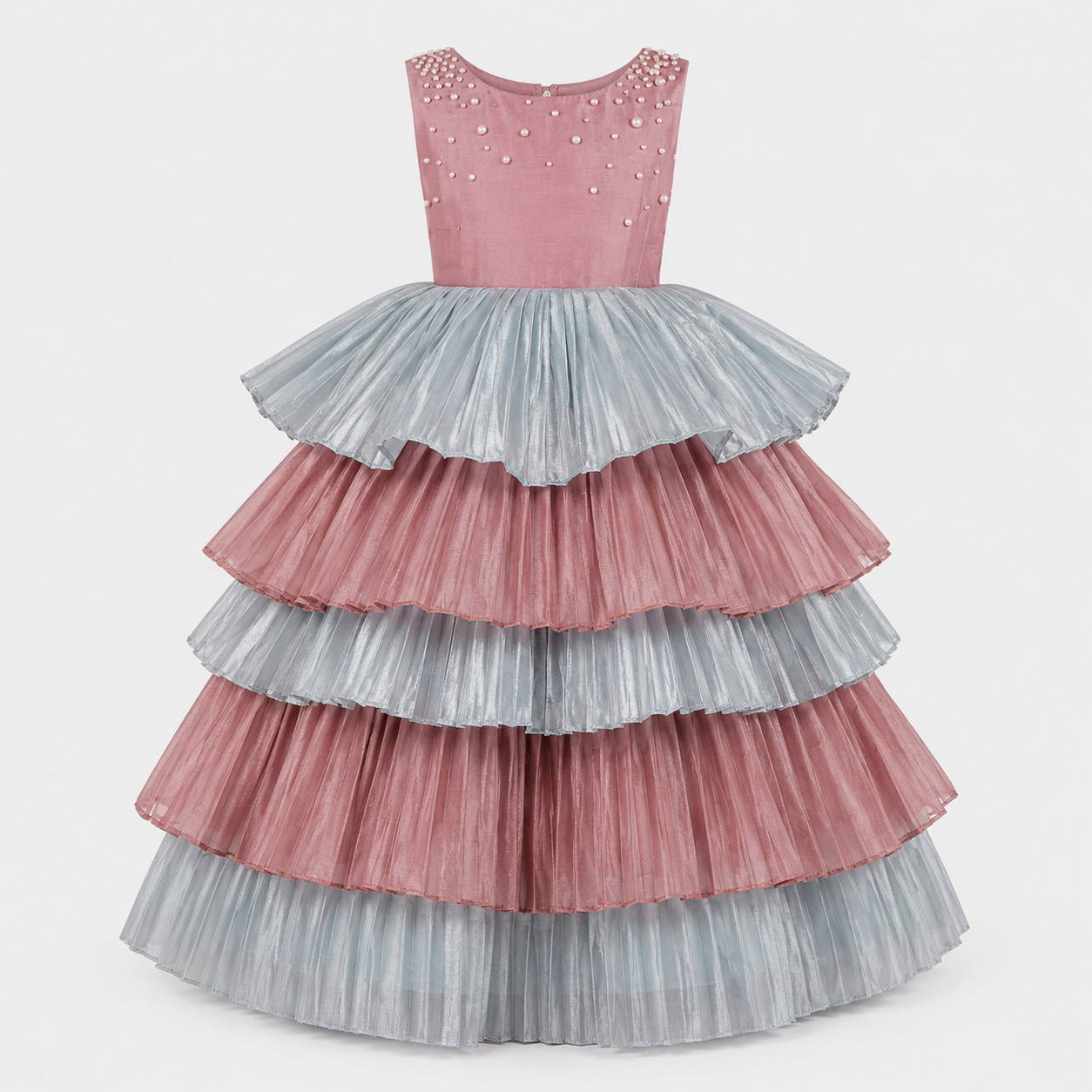 Pink and Blue Structured Mermaid Gown - view 3