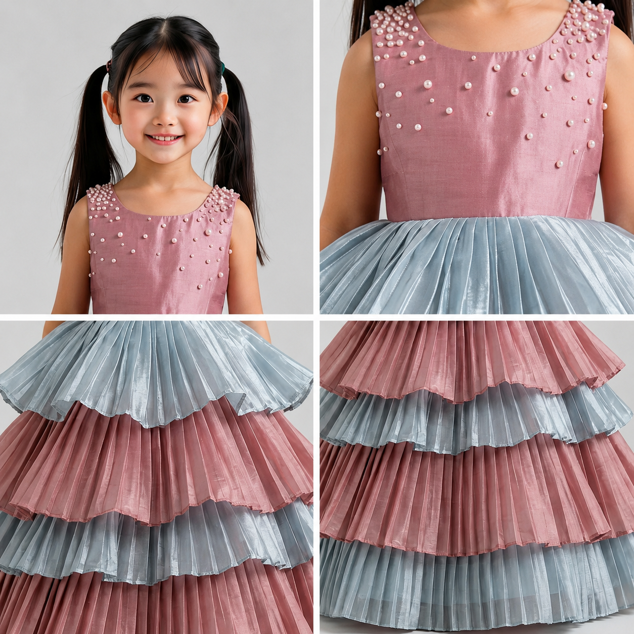 Pink and Blue Structured Mermaid Gown - view 4