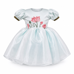 Aqua Lotus Hand-Painted Dress