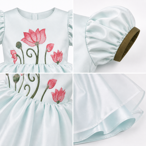 Aqua Lotus Hand-Painted Dress - view 2