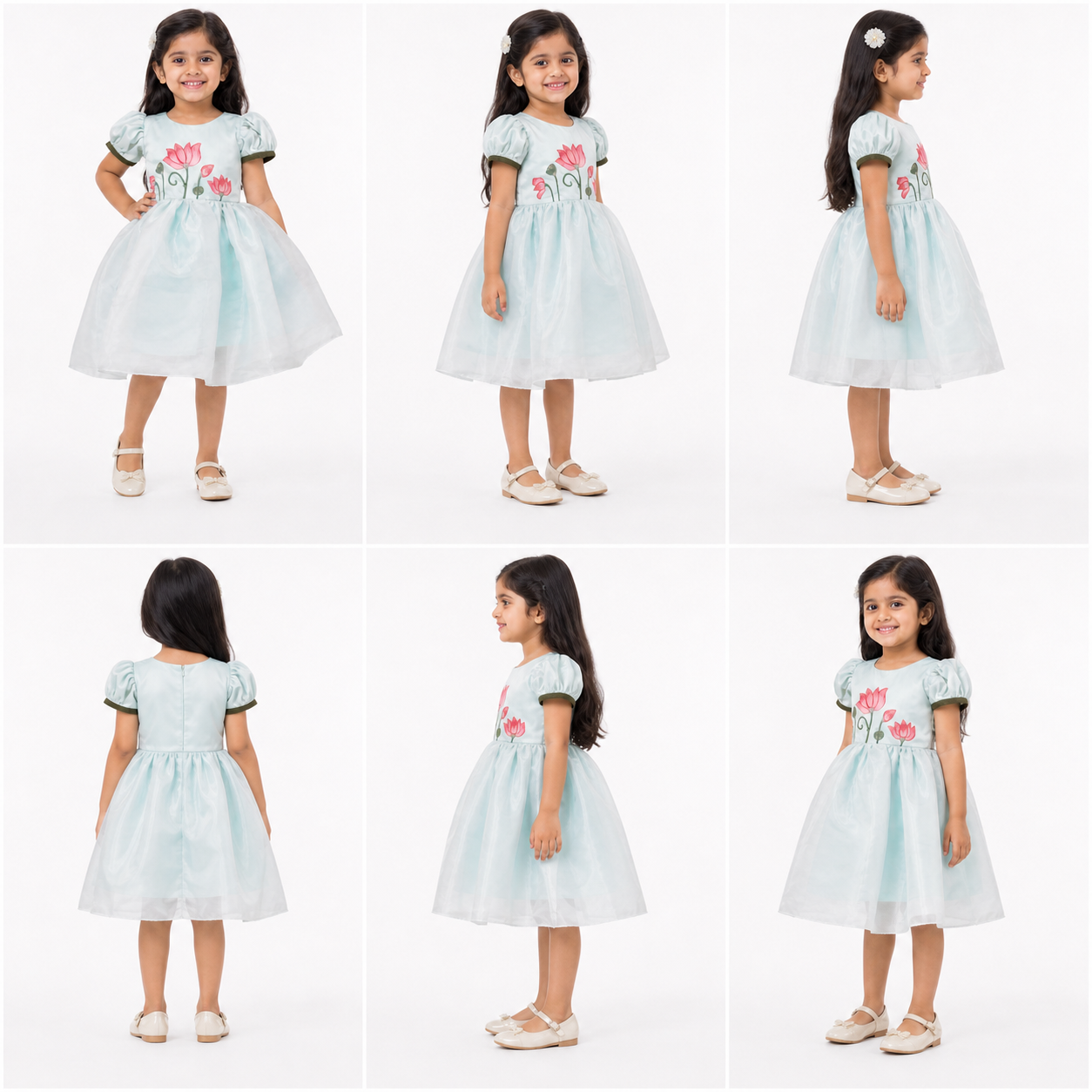 Aqua Lotus Hand-Painted Dress - view 5