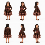 Chocolate Sequin Layered Party Frock - view 4