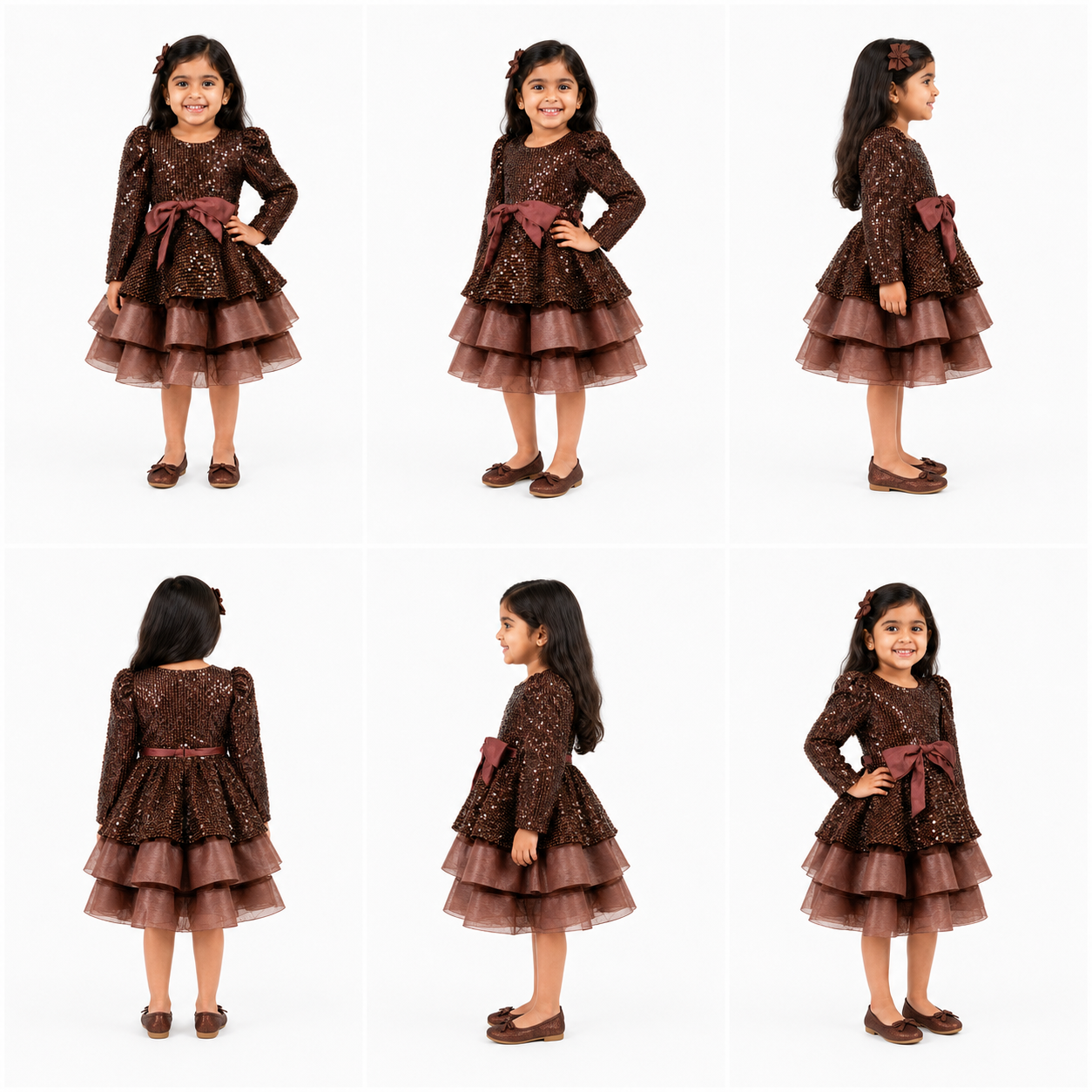 Chocolate Sequin Layered Party Frock - view 4