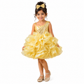 Golden Ruffle Sequin Party Dress