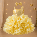 Golden Ruffle Sequin Party Dress - view 2