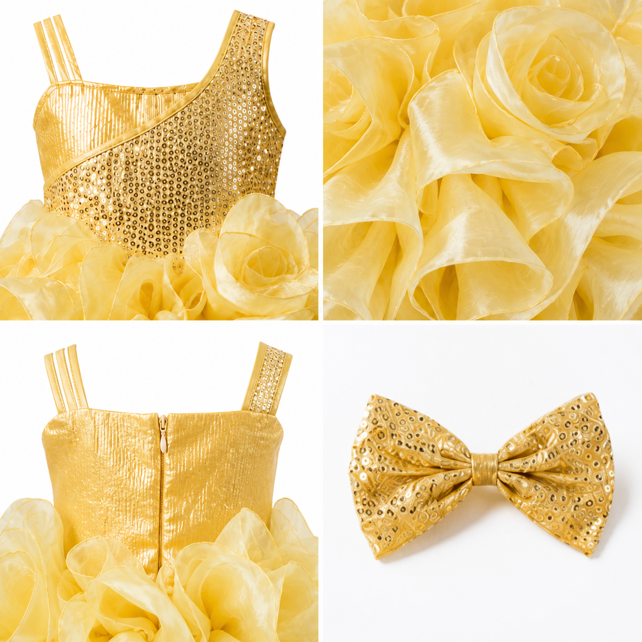 Golden Ruffle Sequin Party Dress - view 3