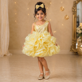 Golden Ruffle Sequin Party Dress for girls with sequin bodice and ruffled organza rosette skirt — Fairy Frills handcrafted princess dress - view 6