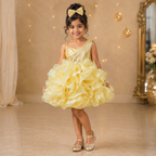 Golden Ruffle Sequin Party Dress - view 6