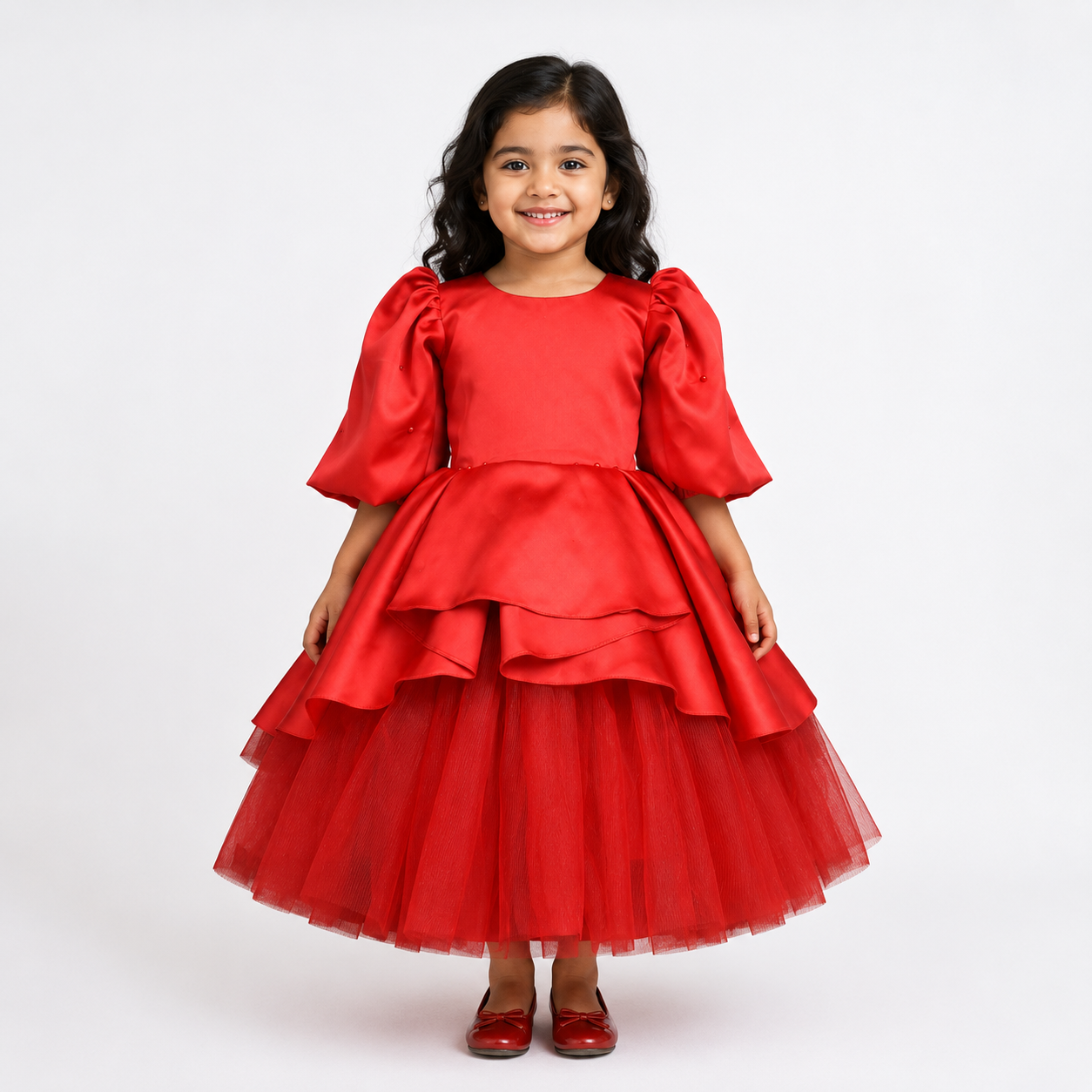 Scarlet Red Satin Princess Dress