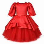 Scarlet Red Satin Princess Dress - view 2