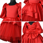 Scarlet Red Satin Princess Dress - view 3