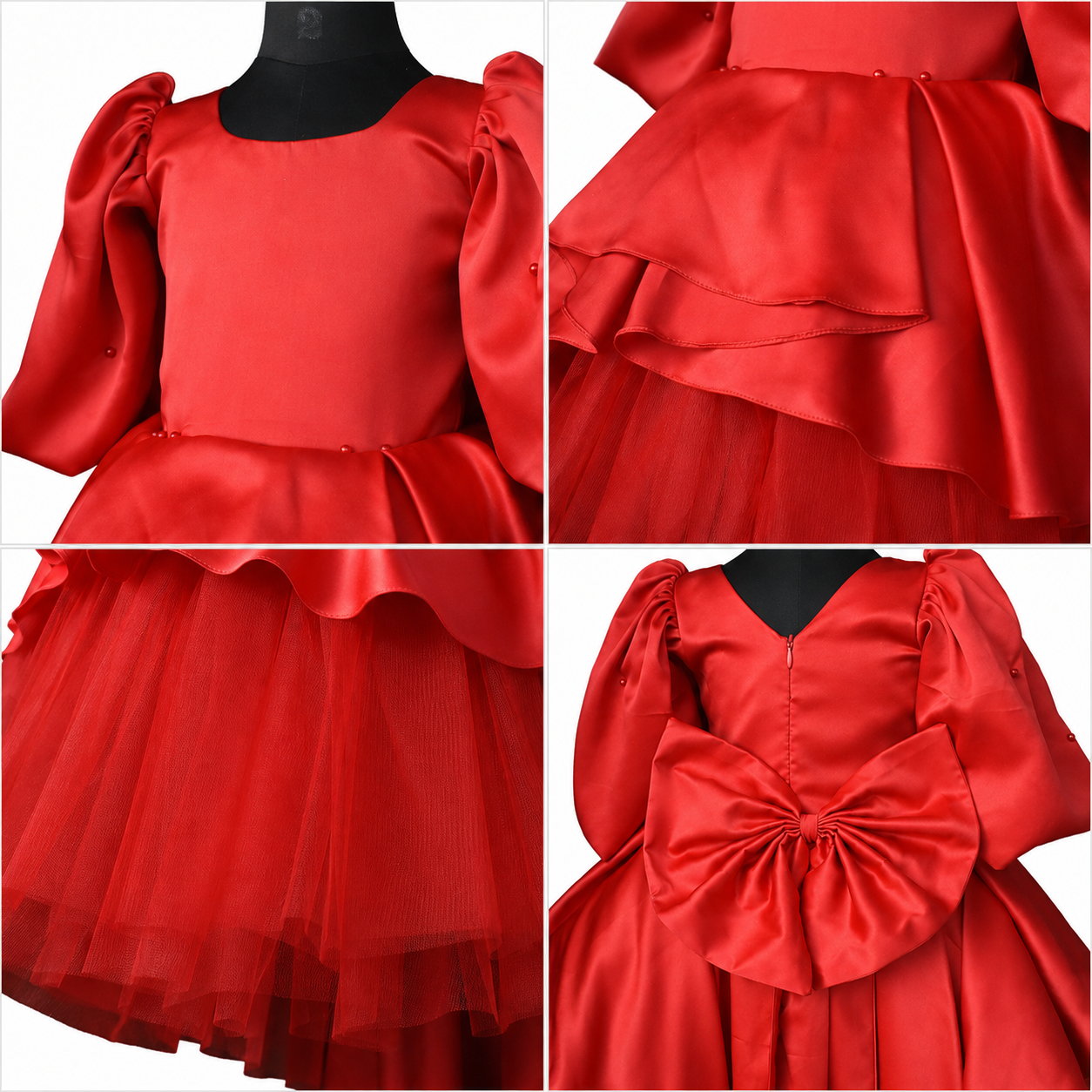 Scarlet Red Satin Princess Dress - view 3