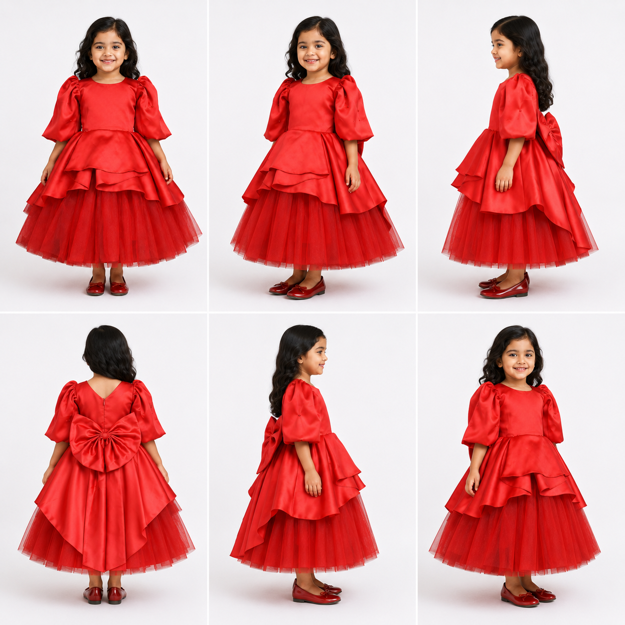 Scarlet Red Satin Princess Dress - view 4