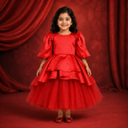 Scarlet Red Satin Princess Dress - view 5