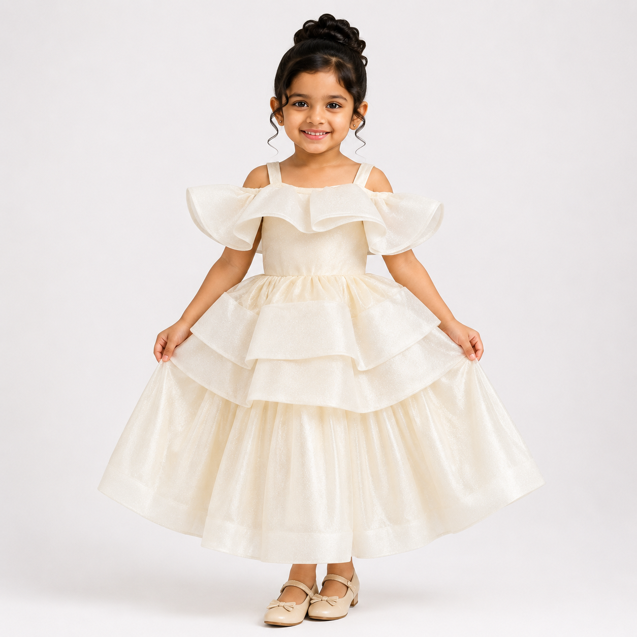Ivory Elegant Wavy Shine Dress