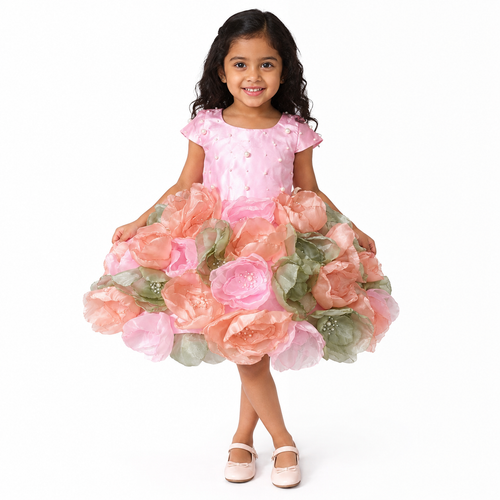 Baby Pink Floral Pearl Dress