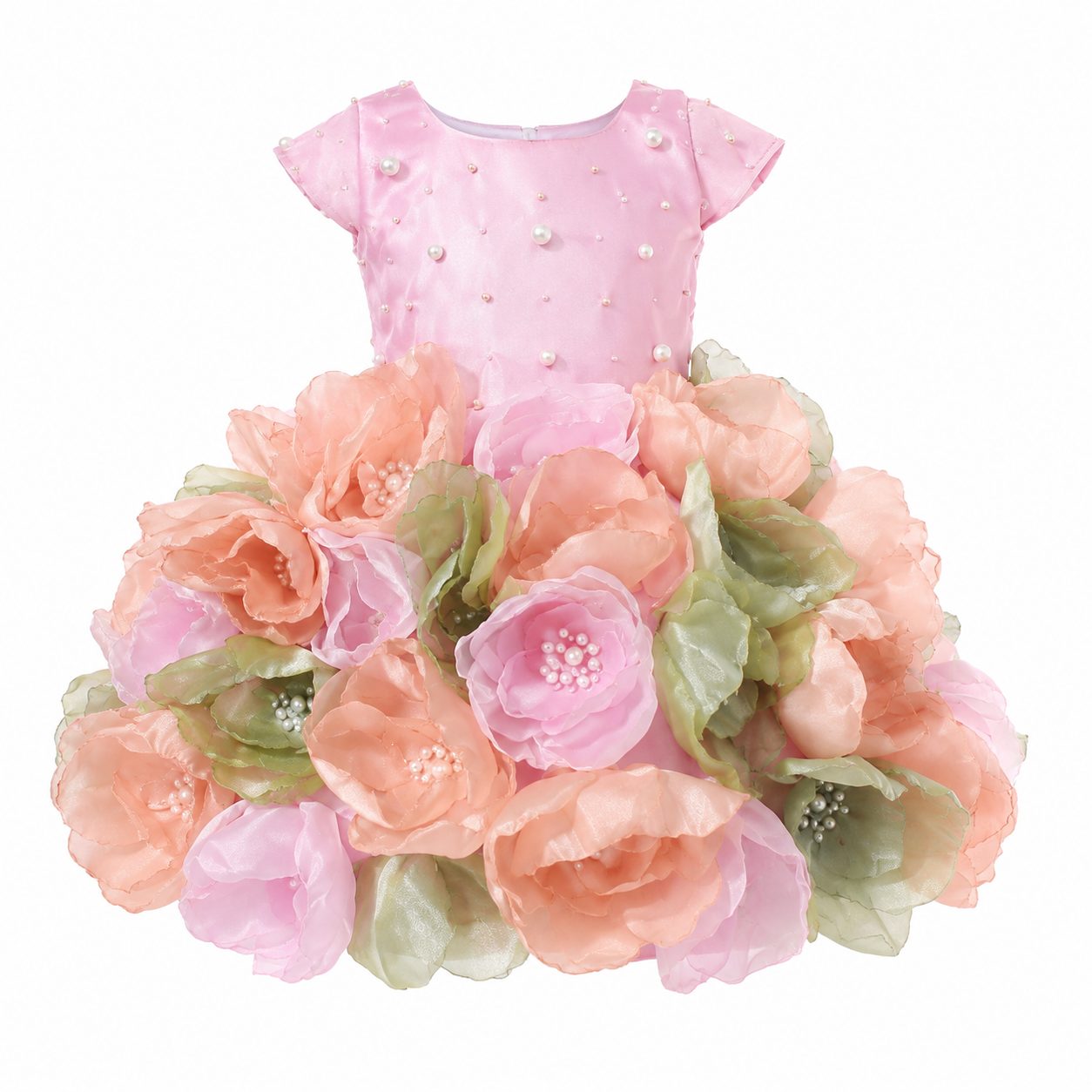Baby Pink Floral Pearl Dress - view 2