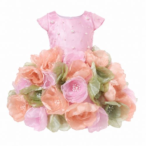 Baby Pink Floral Pearl Dress - view 2