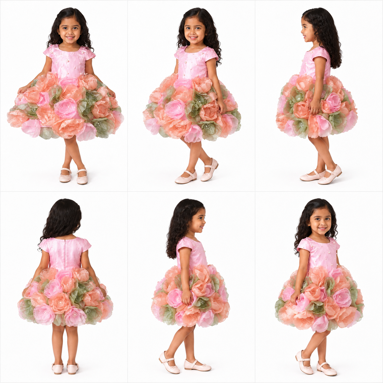 Baby Pink Floral Pearl Dress - view 4