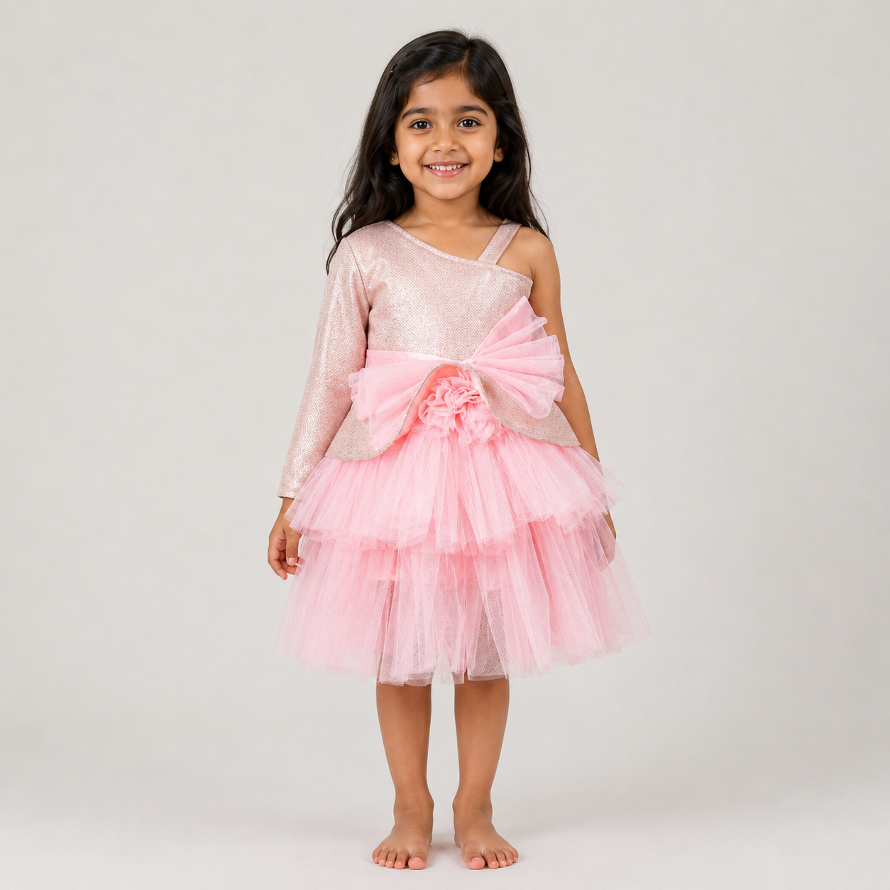 Blush One Shoulder Party Dress