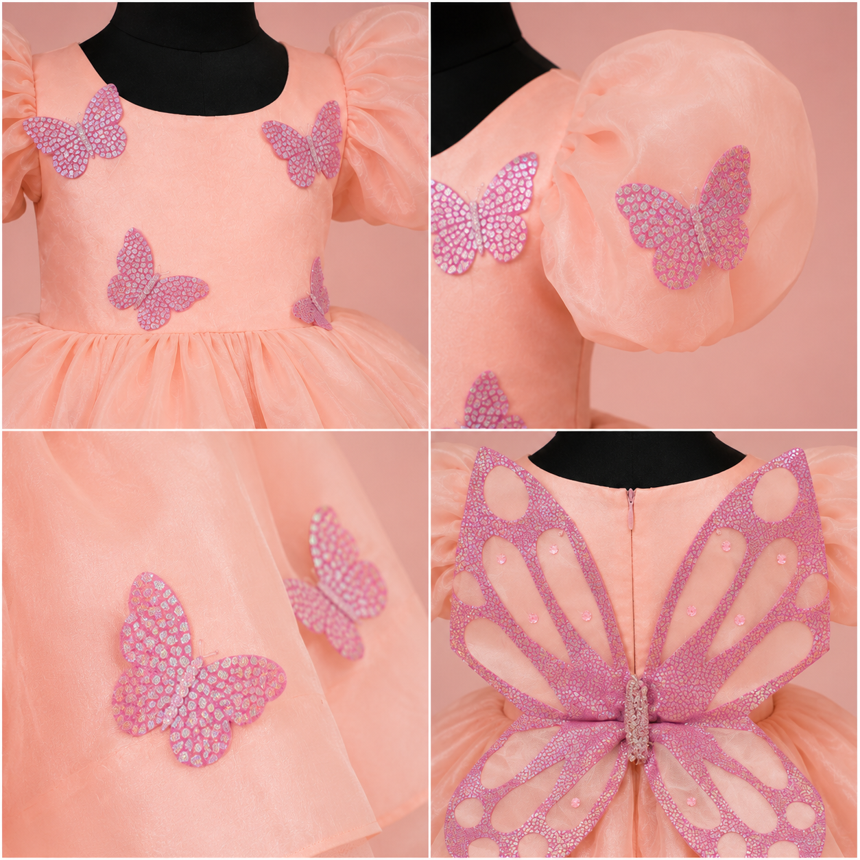 Peach Organza Butterfly Dress - view 4