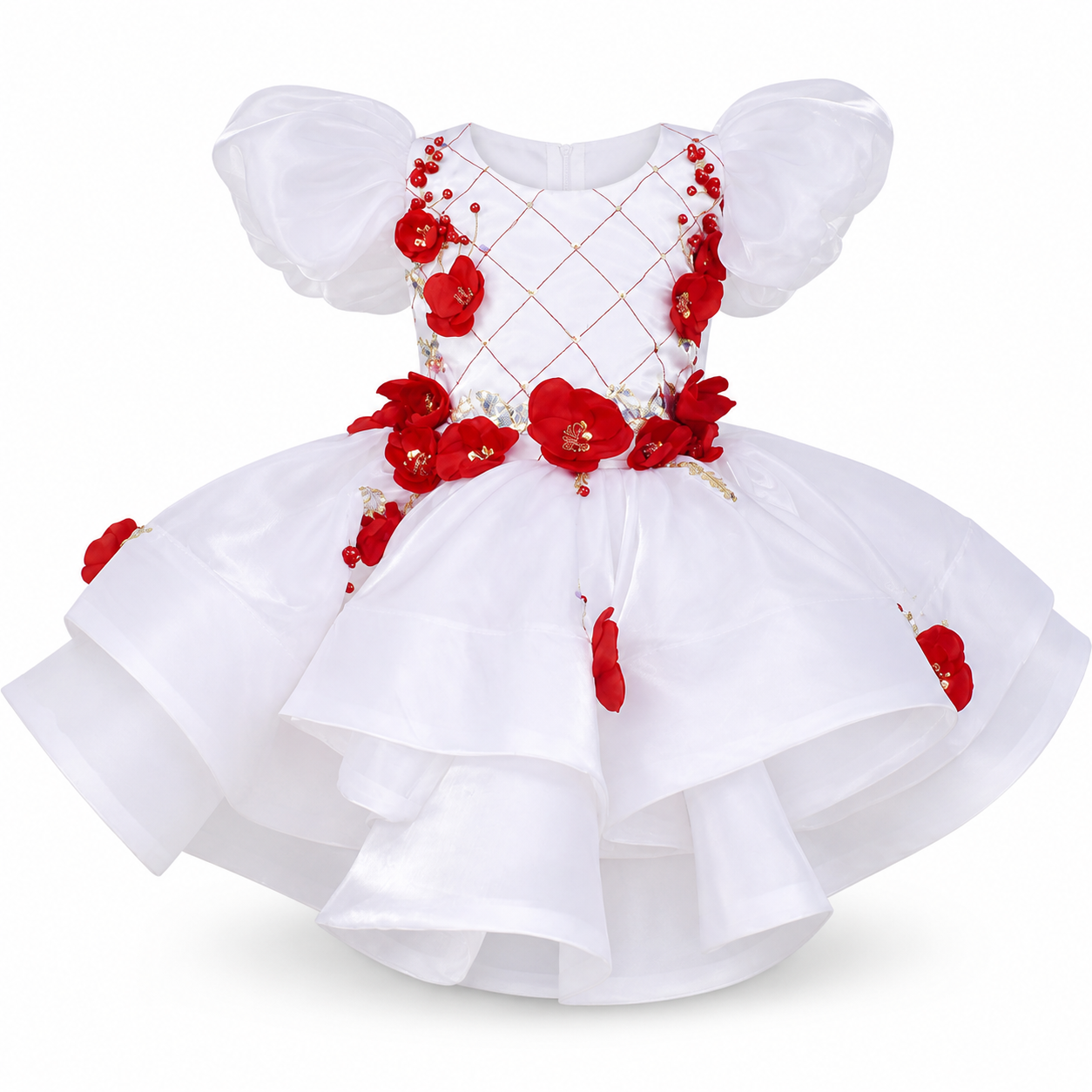 White And Red Floral Dress