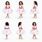 White And Red Floral Dress - view 4