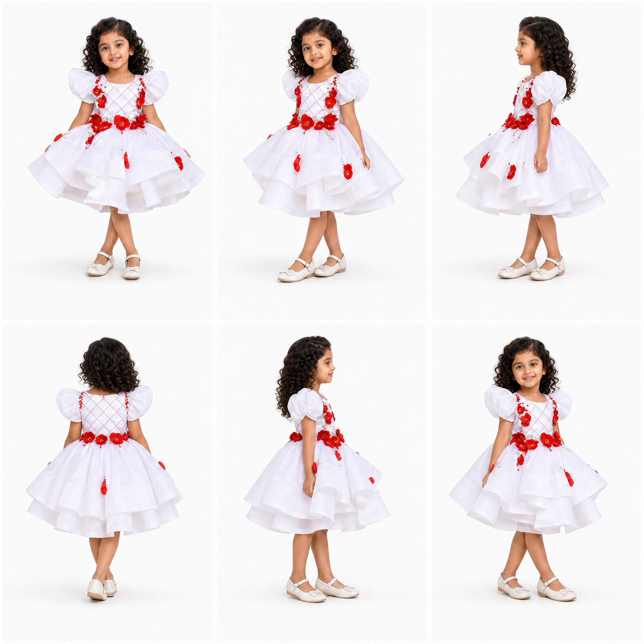 White And Red Floral Dress - view 4