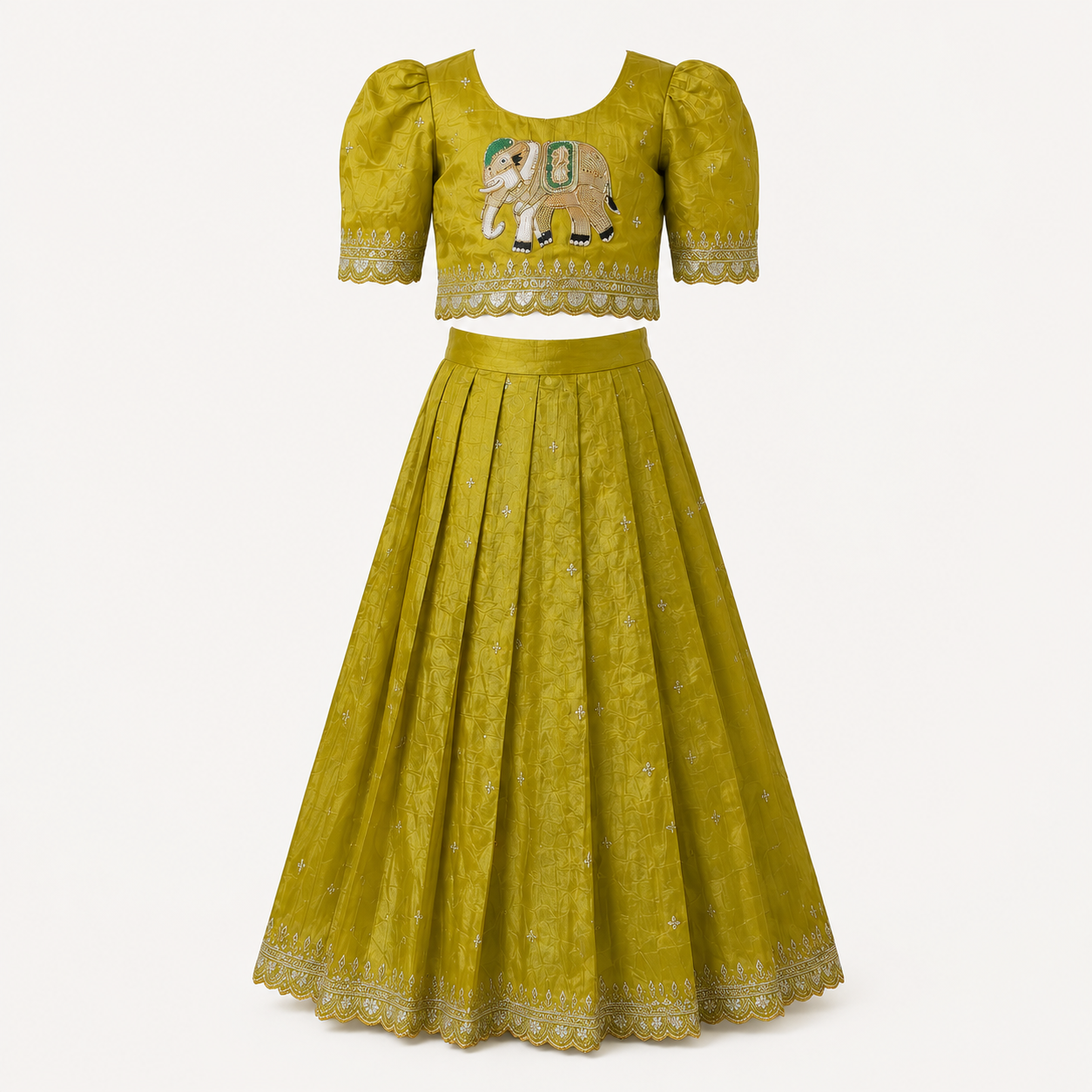Mustard Embroidered Lehenga Choli - view 2