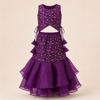 Purple Embroidered Lehenga Choli Set - view 2