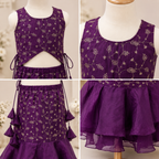 Purple Embroidered Lehenga Choli Set - view 4
