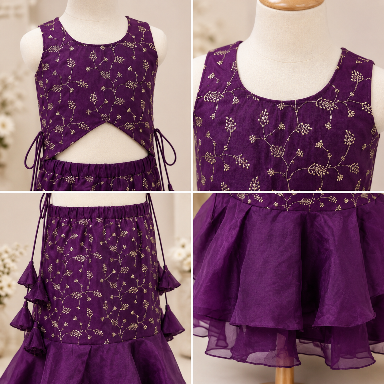 Purple Embroidered Lehenga Choli Set - view 4