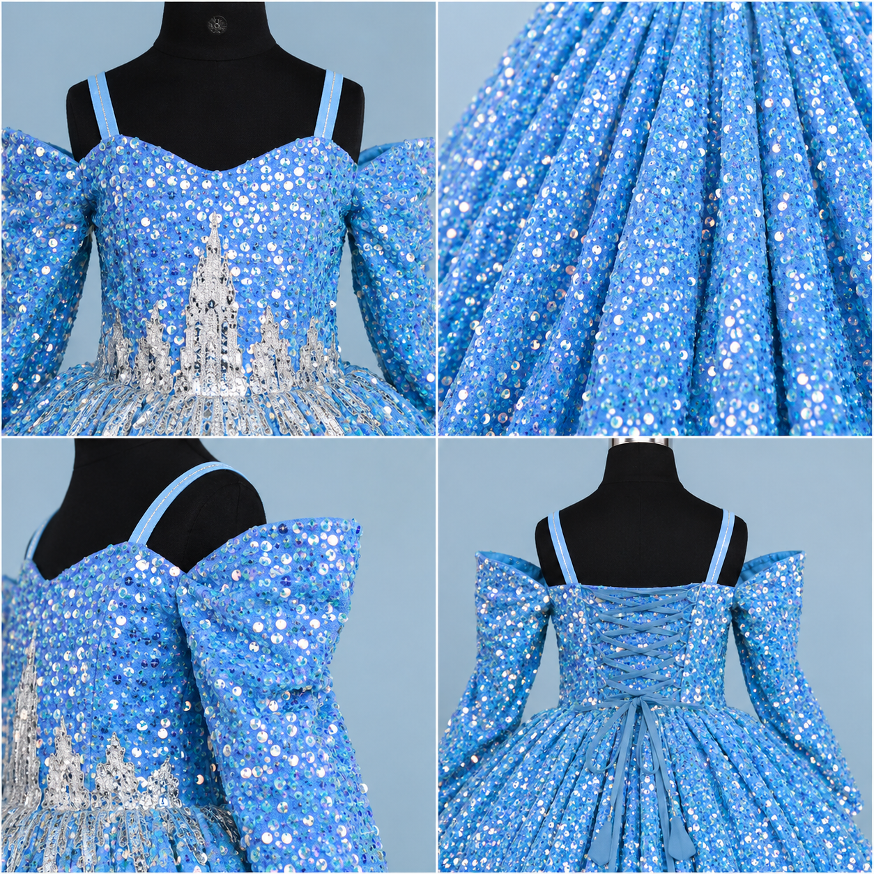 Blue Sequin Elsa Princess Gown - view 4