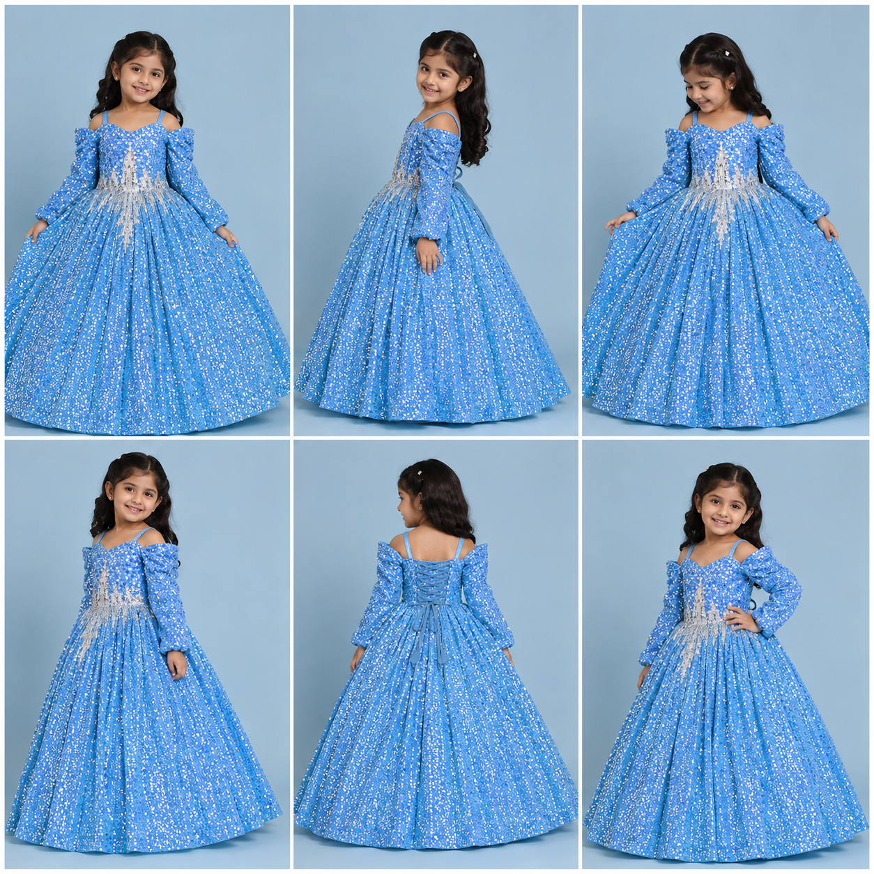 Blue Sequin Elsa Princess Gown - view 5