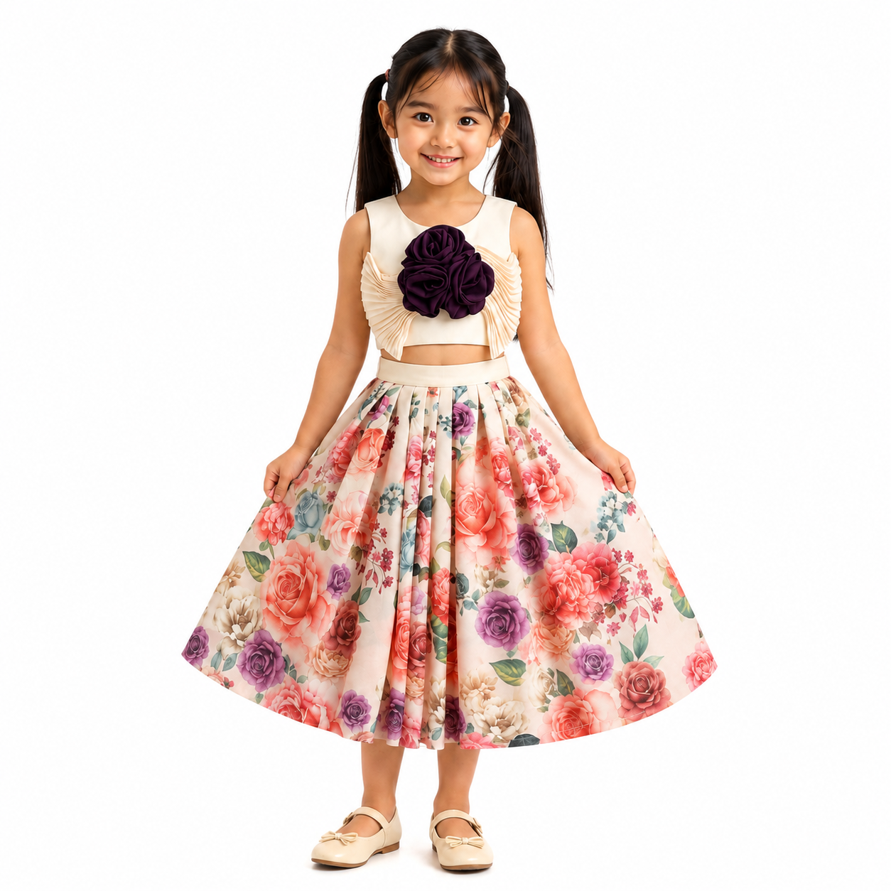 Ivory Bloom Indowestern Lehenga Choli Set