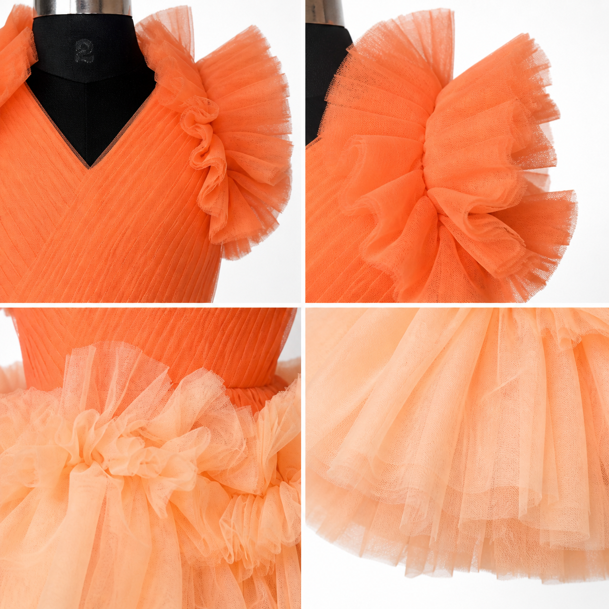 Apricot Flame Tulle Dress with Blush Accents - view 2