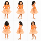 Apricot Flame Tulle Dress with Blush Accents - view 4