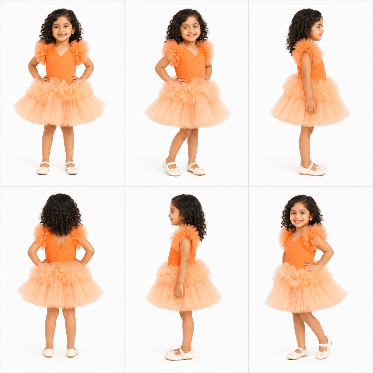 Apricot Flame Tulle Dress with Blush Accents - view 4