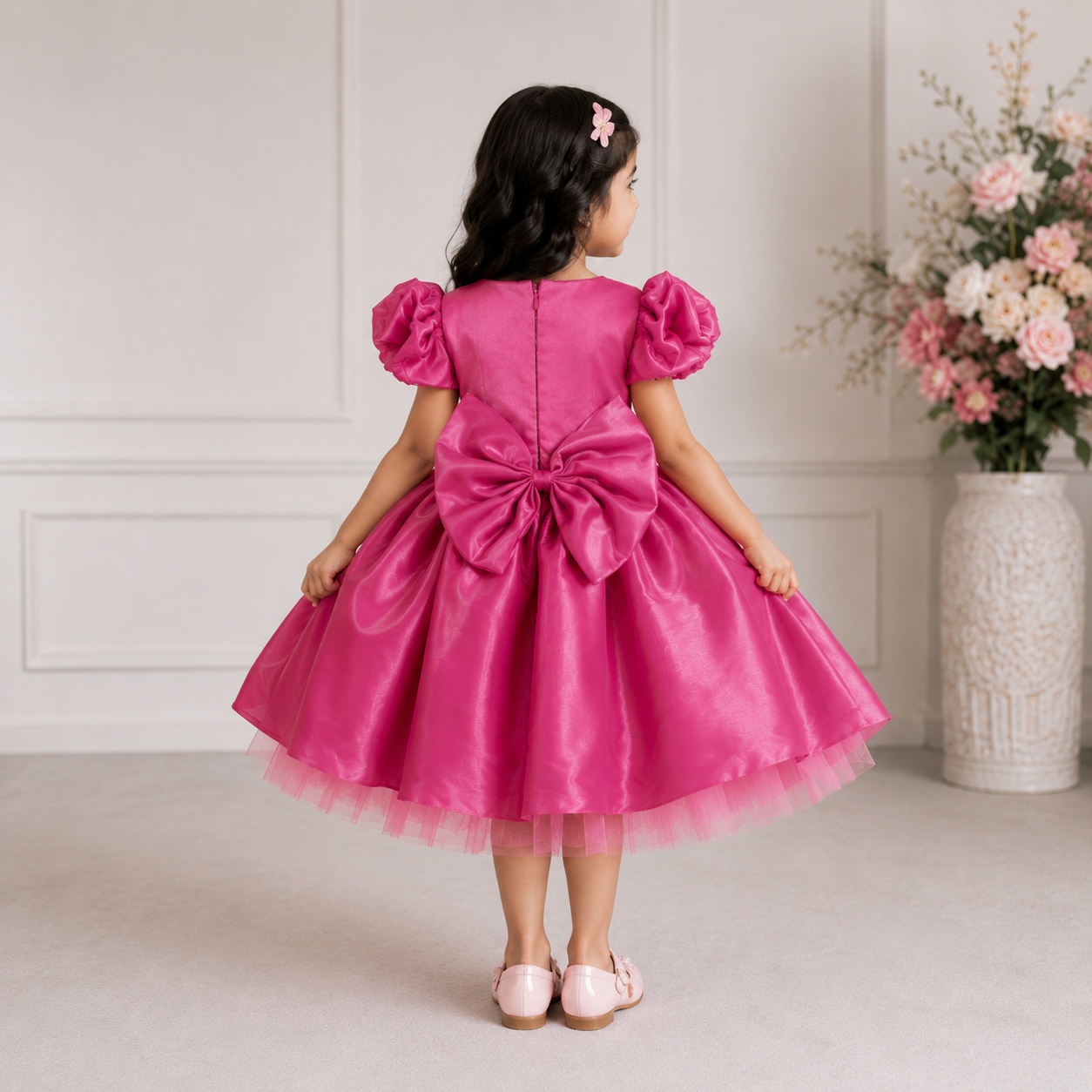 Magenta Pink Rose Dress - view 2