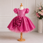 Magenta Pink Rose Dress - view 3