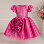 Magenta Pink Rose Dress - view 4