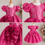 Magenta Pink Rose Dress - view 6