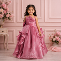 Mauve Princess Ball Gown for girls with pleated bodice and cascading ruffle skirt — Fairy Frills handcrafted princess dress - view 2