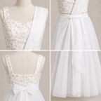 White Gold Embroidered Mother-Daughter Dress - view 3