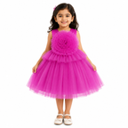Magenta Tulle Flower Dress