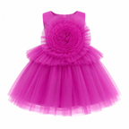 Magenta Tulle Flower Dress - view 2