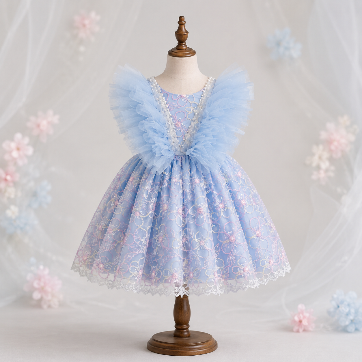 Blue Ruffle Dream Dress - view 2