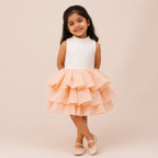 Peach Luxe Layered Tulle Dress