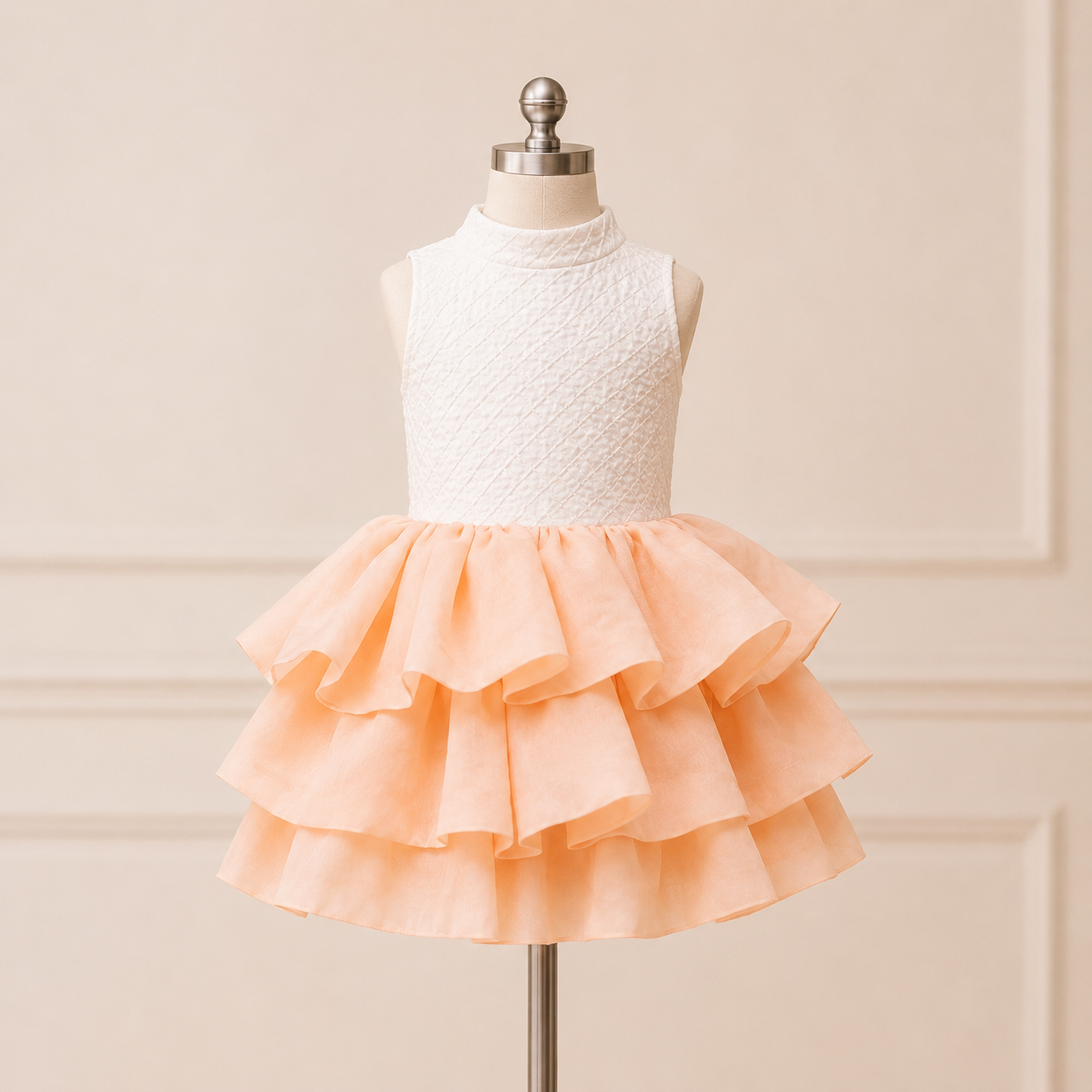Peach Luxe Layered Tulle Dress - view 3