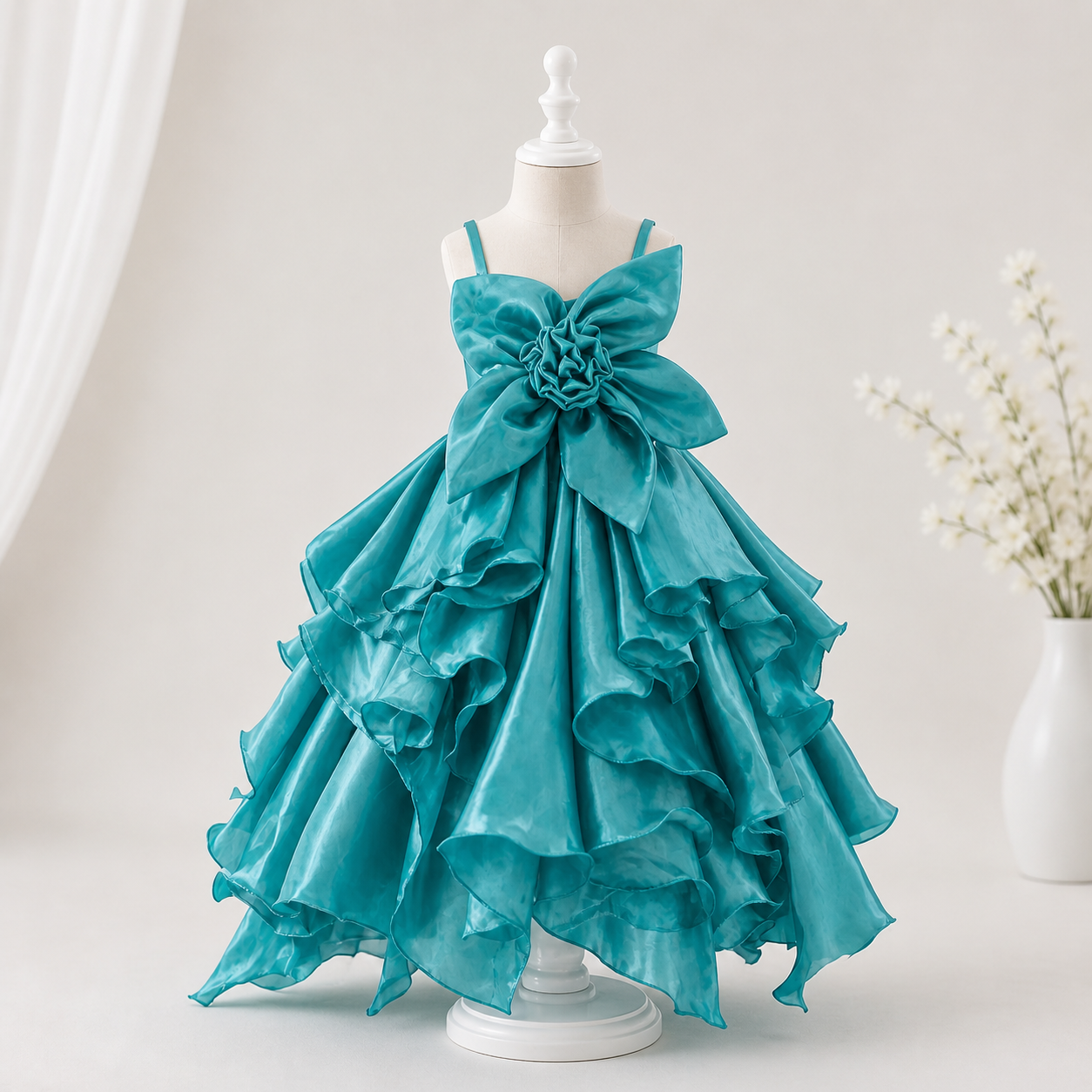 Teal Floral Dream Dress - view 3